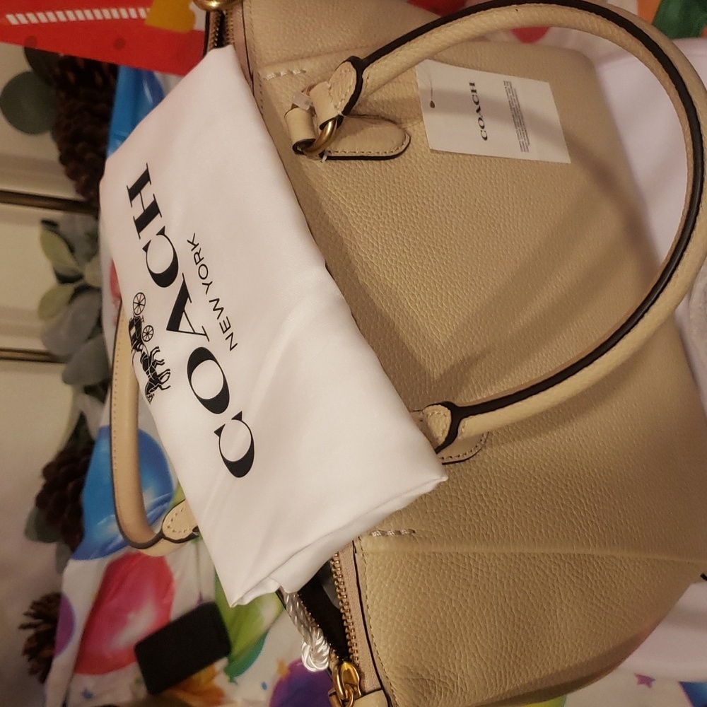 NWT Coach Elise Ivory Medium Leather Brass Satchel Office Casual Space - Picture 8 of 8